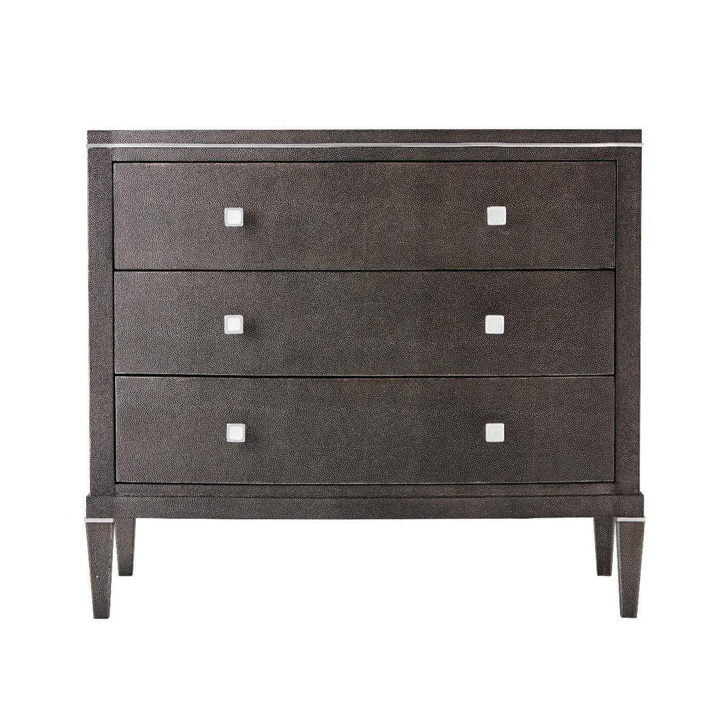 Embossed Shagreen Leather Wrapped Three Drawer Chest, Two Finishes Available - Nightstands & Chests - The Well Appointed House