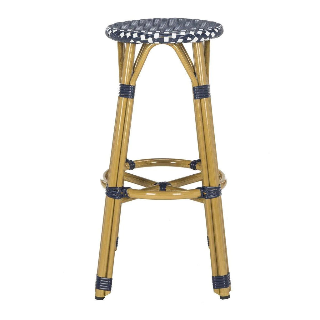French Bistro Style Outdoor Counter Stool in Navy and White - Outdoor Bar & Counter Stools - The Well Appointed House