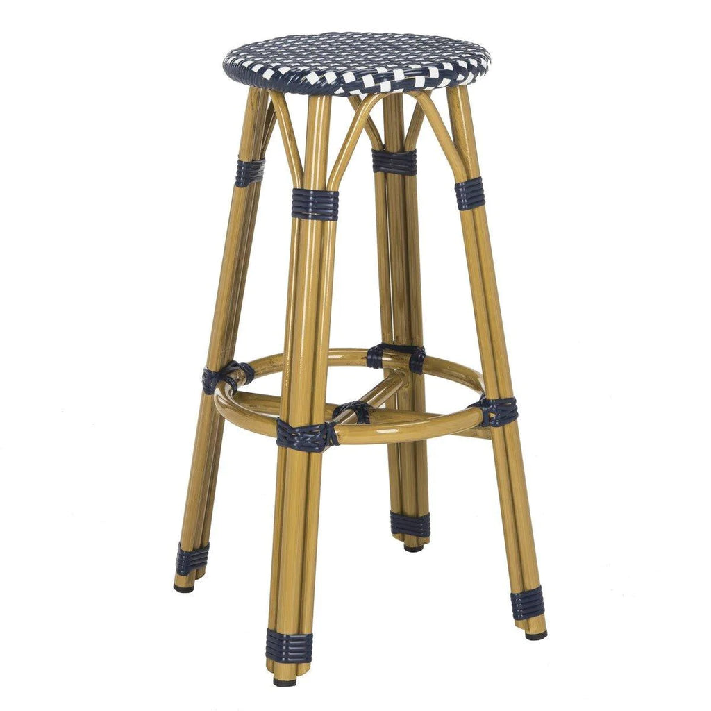 French Bistro Style Outdoor Counter Stool in Navy and White - Outdoor Bar & Counter Stools - The Well Appointed House