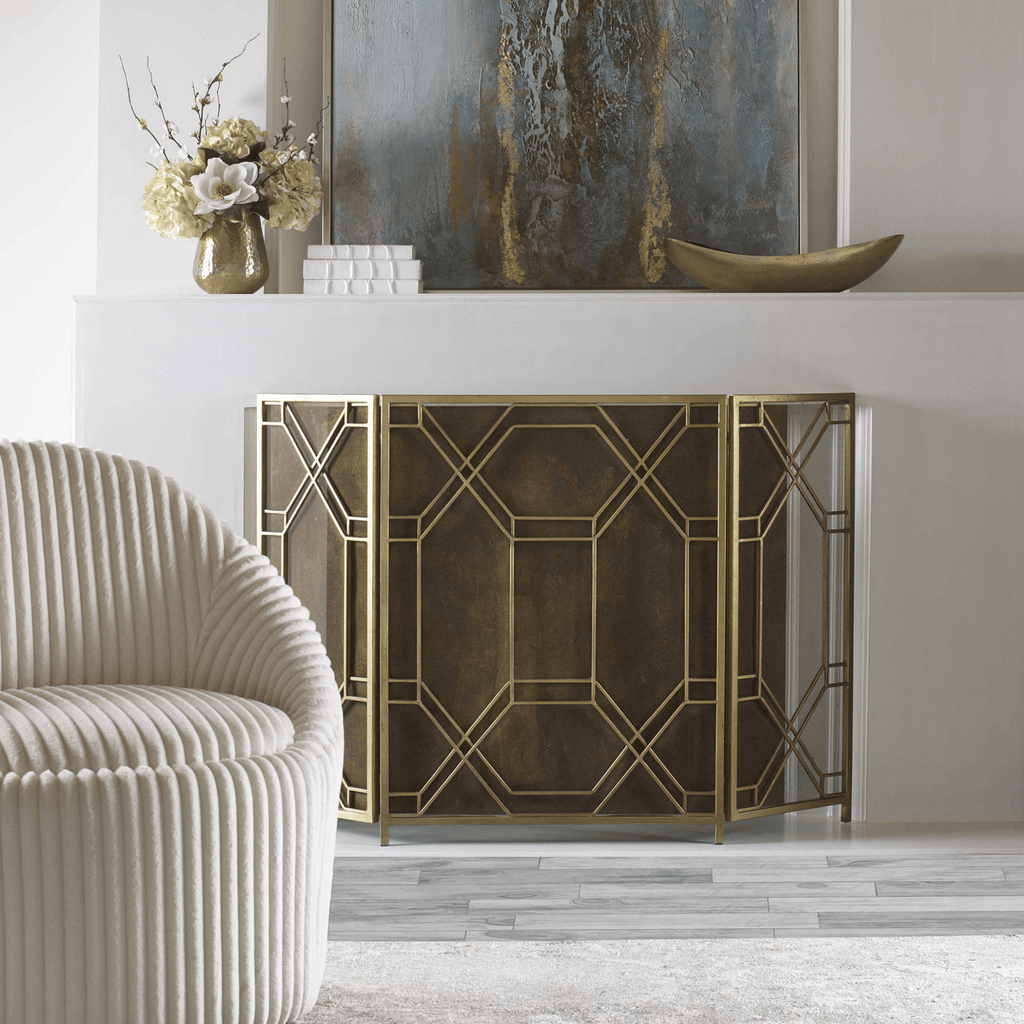 Gold Rosen Fireplace Screen - Fireplace Accessories - The Well Appointed House