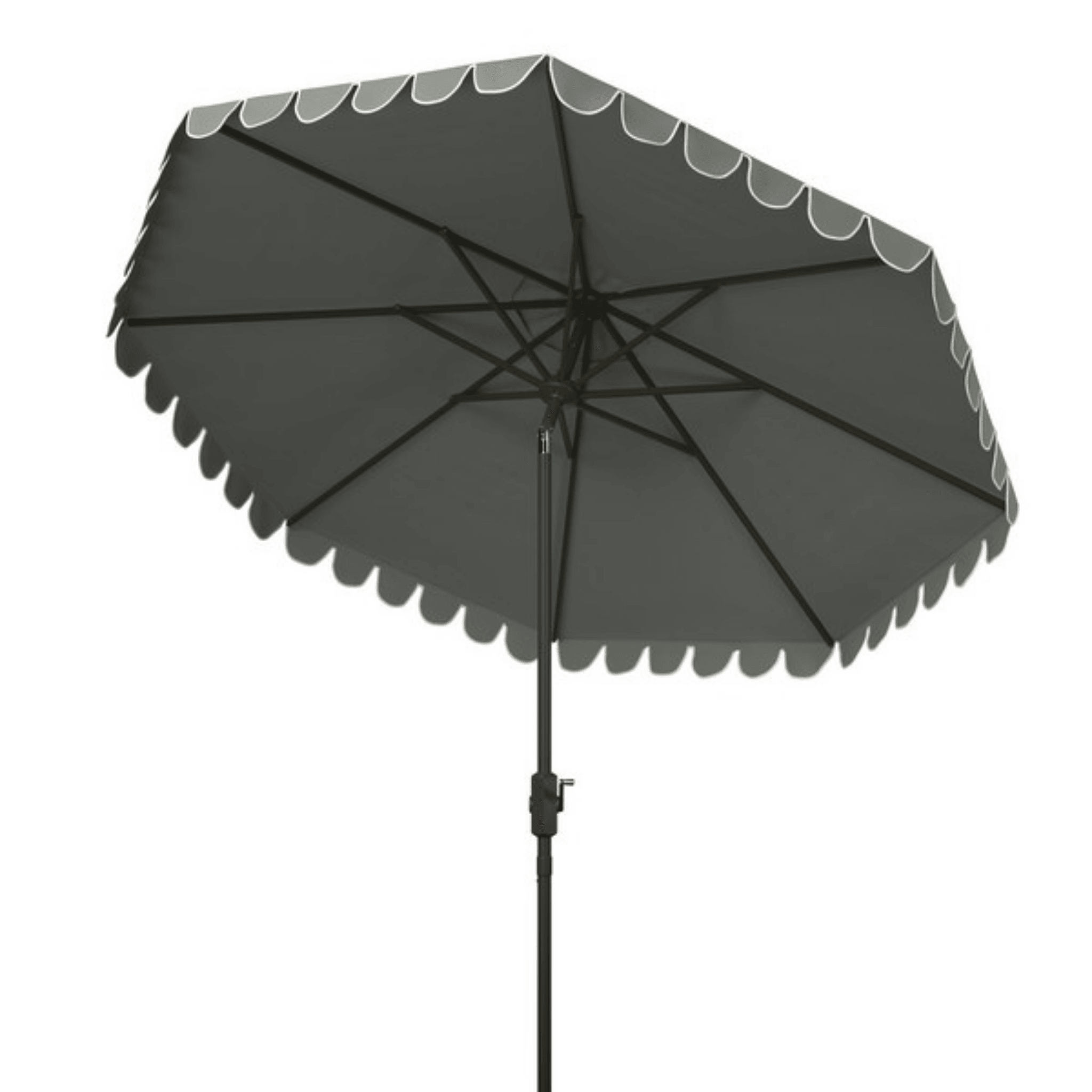 Grey Scalloped Edge 11' Crank Outdoor Patio Umbrella Grey Scalloped Edge 11' Crank Outdoor Patio Umbrella