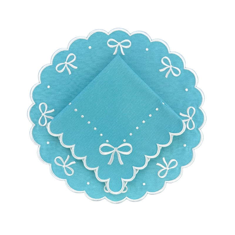 Juliet Bows Napkin in Robin Egg Blue - Well Appointed House