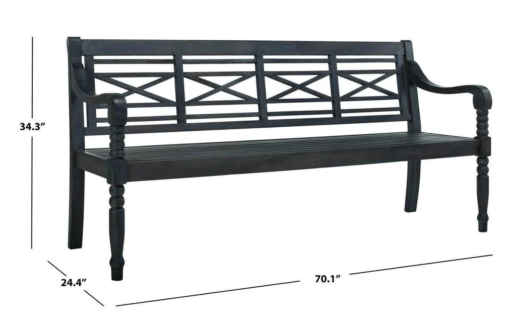 Lattice Backed Garden Bench in Dark Slate Grey Finish - Garden Stools & Benches -  The Well Appointed House