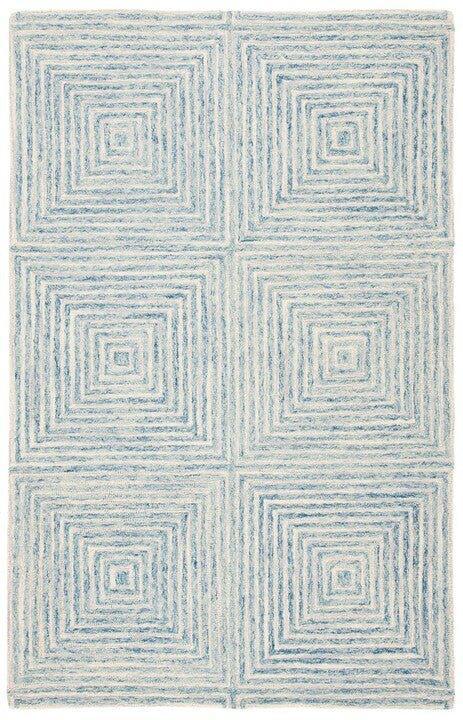 Light Blue & Ivory Hand Tufted Geometric Motif Area Rug – The Well ...