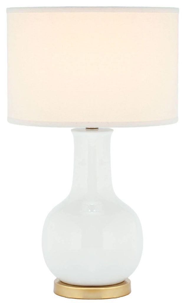 Linen White Glazed Ceramic Gourd Table Lamp - Table Lamps - The Well Appointed House