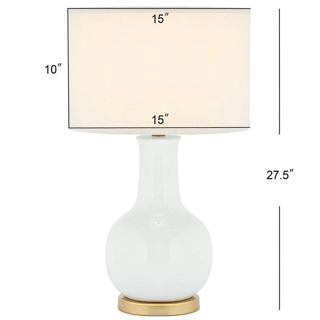 Linen White Glazed Ceramic Gourd Table Lamp - Table Lamps - The Well Appointed House