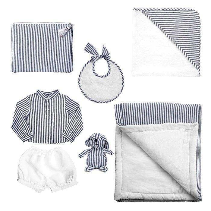 Luxe Baby Gift Set in Blue and White Stripe - Baby Gifts - The Well Appointed House