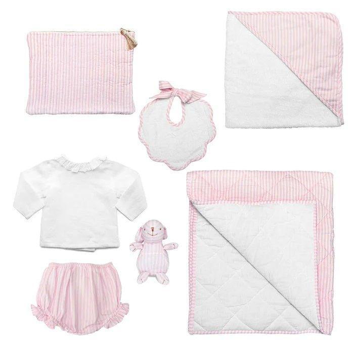 Luxe Baby Gift Set in Pink and White Stripe - Baby Gifts - The Well Appointed House