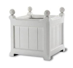 Manchester Classic Slatted Outdoor Garden Planter in White With Ball Finials - Available in 4 Sizes - Outdoor Planters -  The Well Appointed House