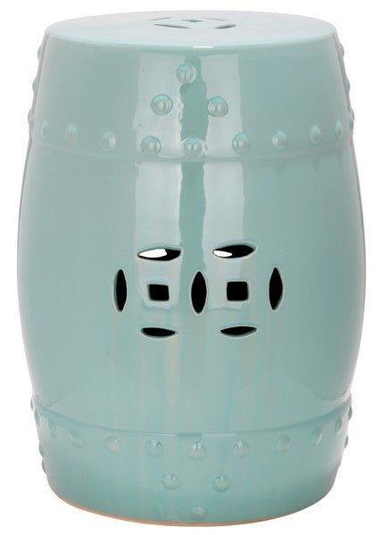 Ming Ceramic Garden Seat in Light Aqua - Garden Stools & Benches - The Well Appointed House