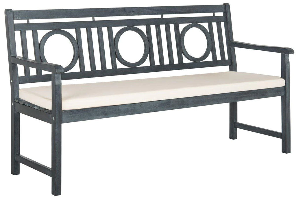 3 Seat Circle Motif Bench in Ash Grey Finish - Garden Stools & Benches - The Well Appointed House