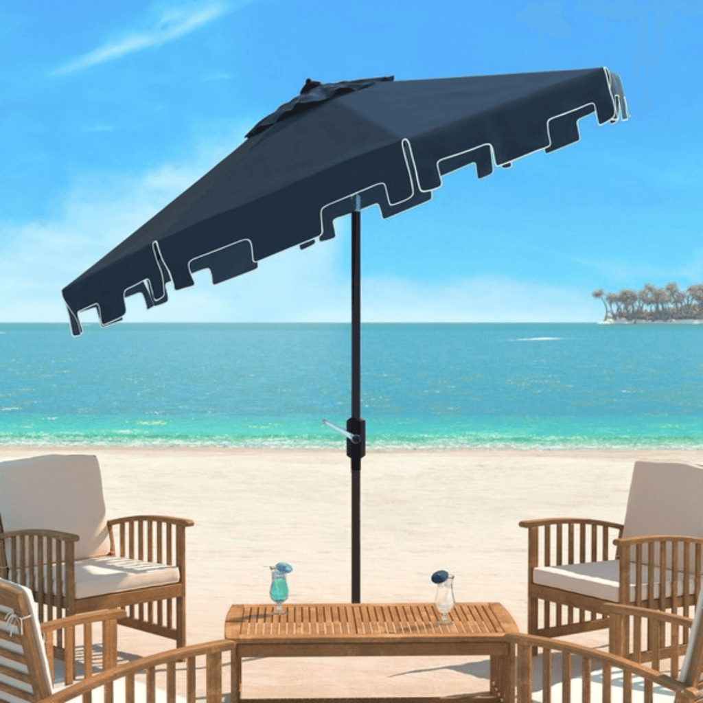 Navy 9 Foot Market Crank Outdoor Patio Umbrella - Outdoor Umbrellas - The Well Appointed House