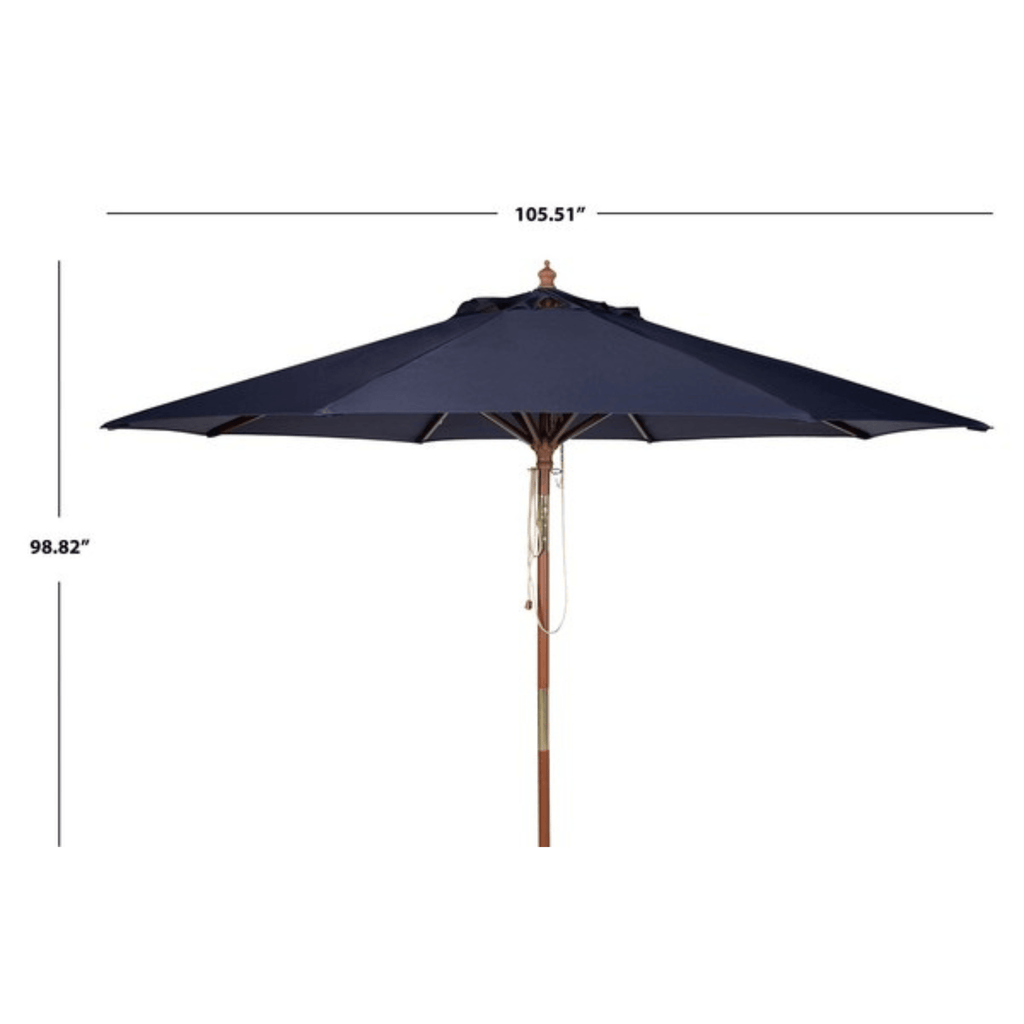 9 foot navy patio umbrella Cannes 9' Wooden Outdoor Umbrella - Navy