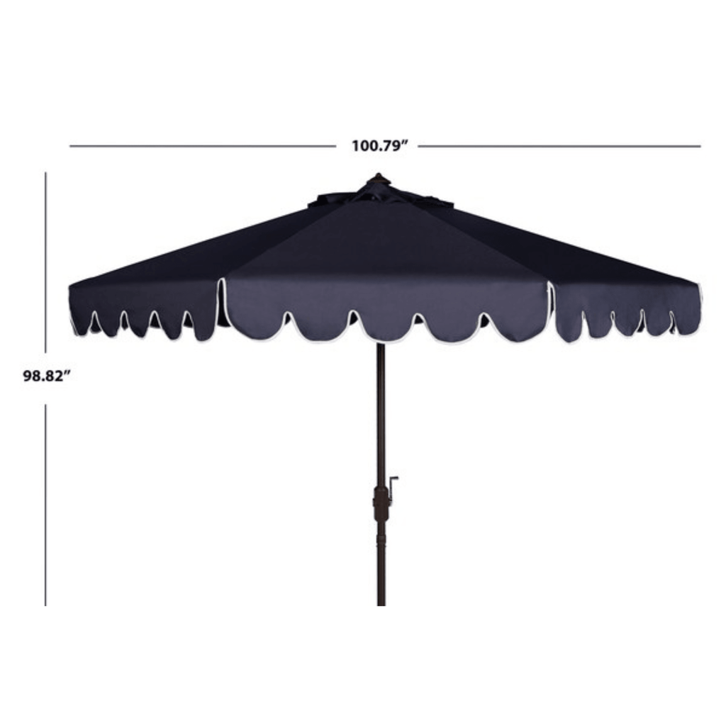 Navy Scalloped Outdoor Umbrella With White Trim - Outdoor Umbrellas - The Well Appointed House