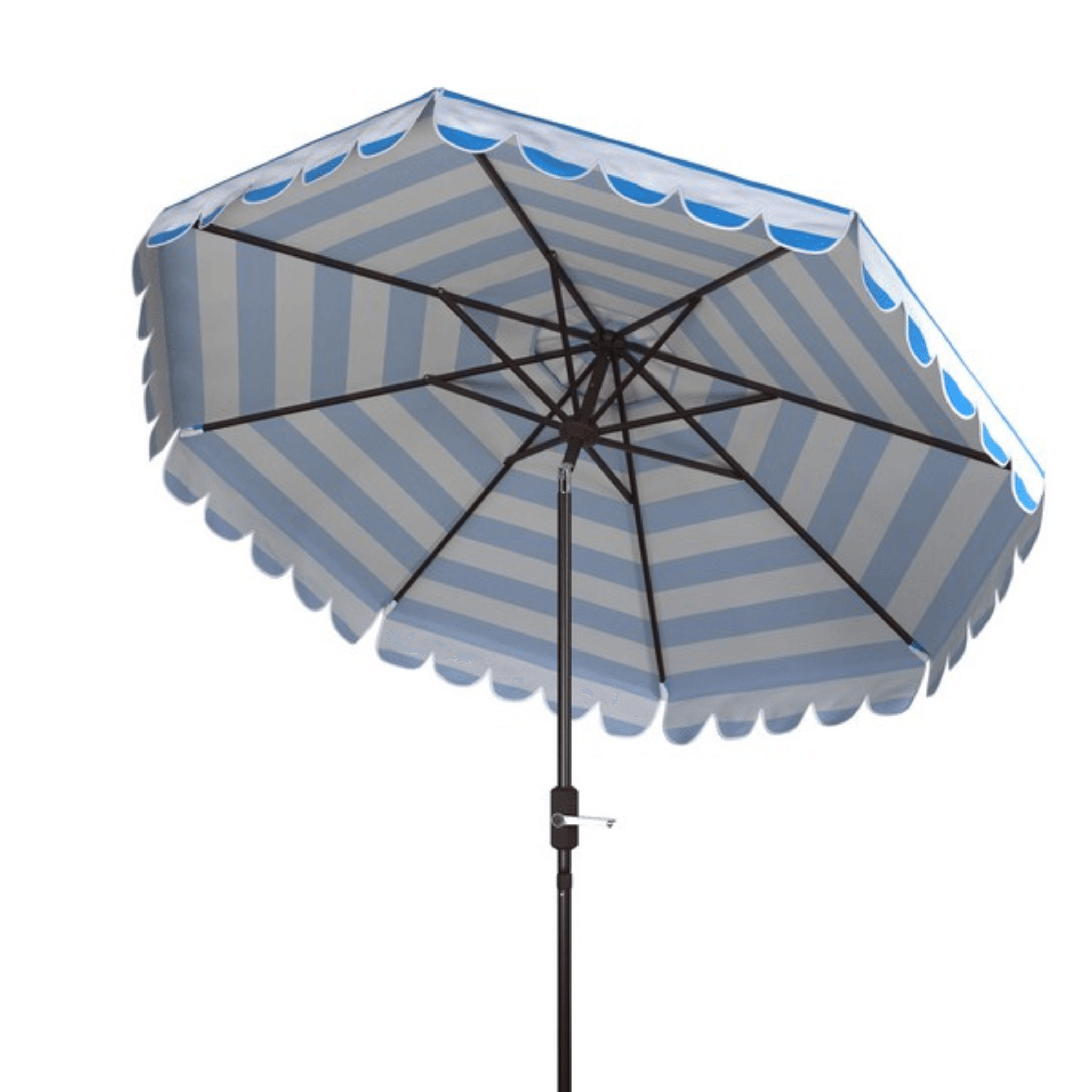 blue white striped patio umbrella Pacific Blue & White Striped Scalloped Edge 9' Outdoor Patio Umbrella