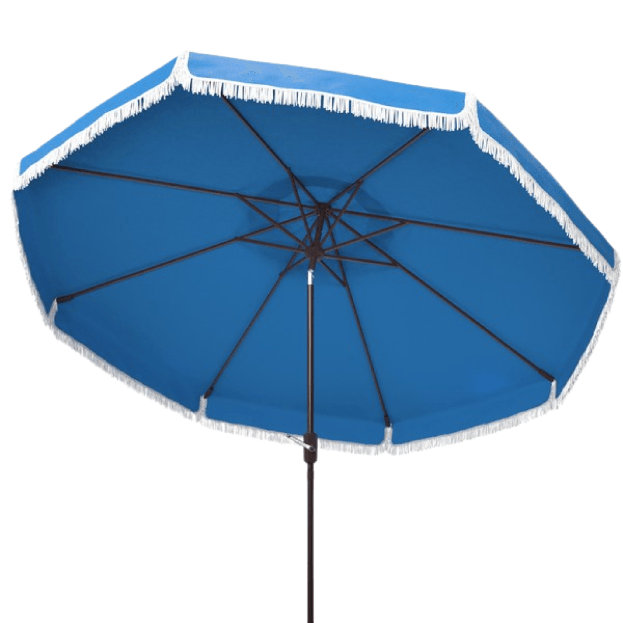 blue moon patio umbrella Pacific Blue with White Fringe 9' Crank Outdoor Patio Umbrella – The Well Appointed House