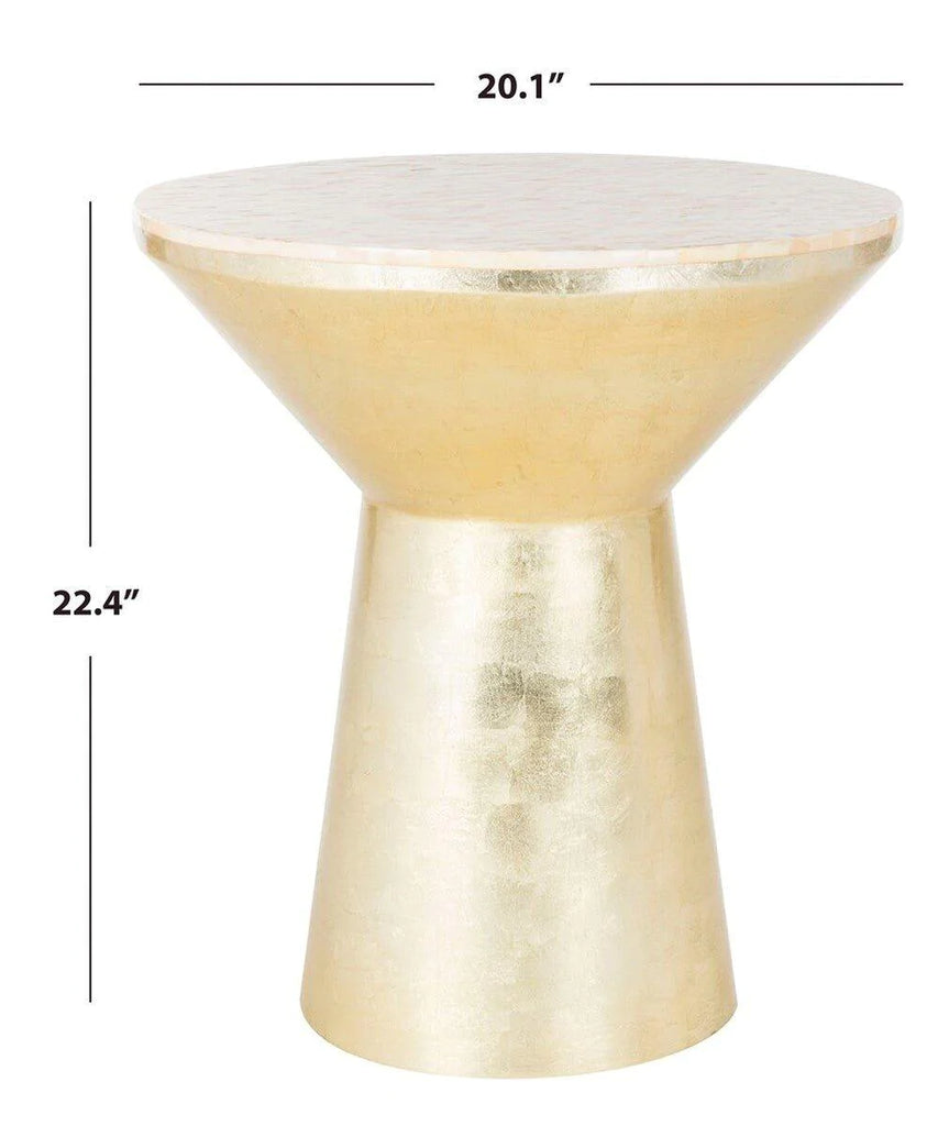 Pink Champagne and Gold Mosaic Top Round Side Table - Side & Accent Tables - The Well Appointed House
