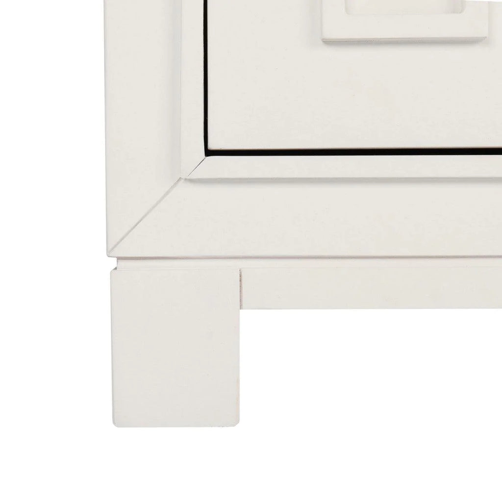 Raised Greek Key Pattern Six Drawer Dresser in White and Brass - Dressers & Armoires - The Well Appointed House