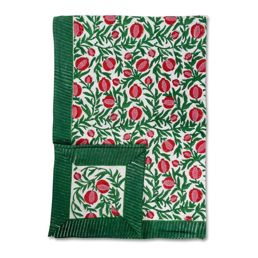 Red and Green Winter Gala Block Print Tablecloth - Tablecloths -  The Well Appointed House