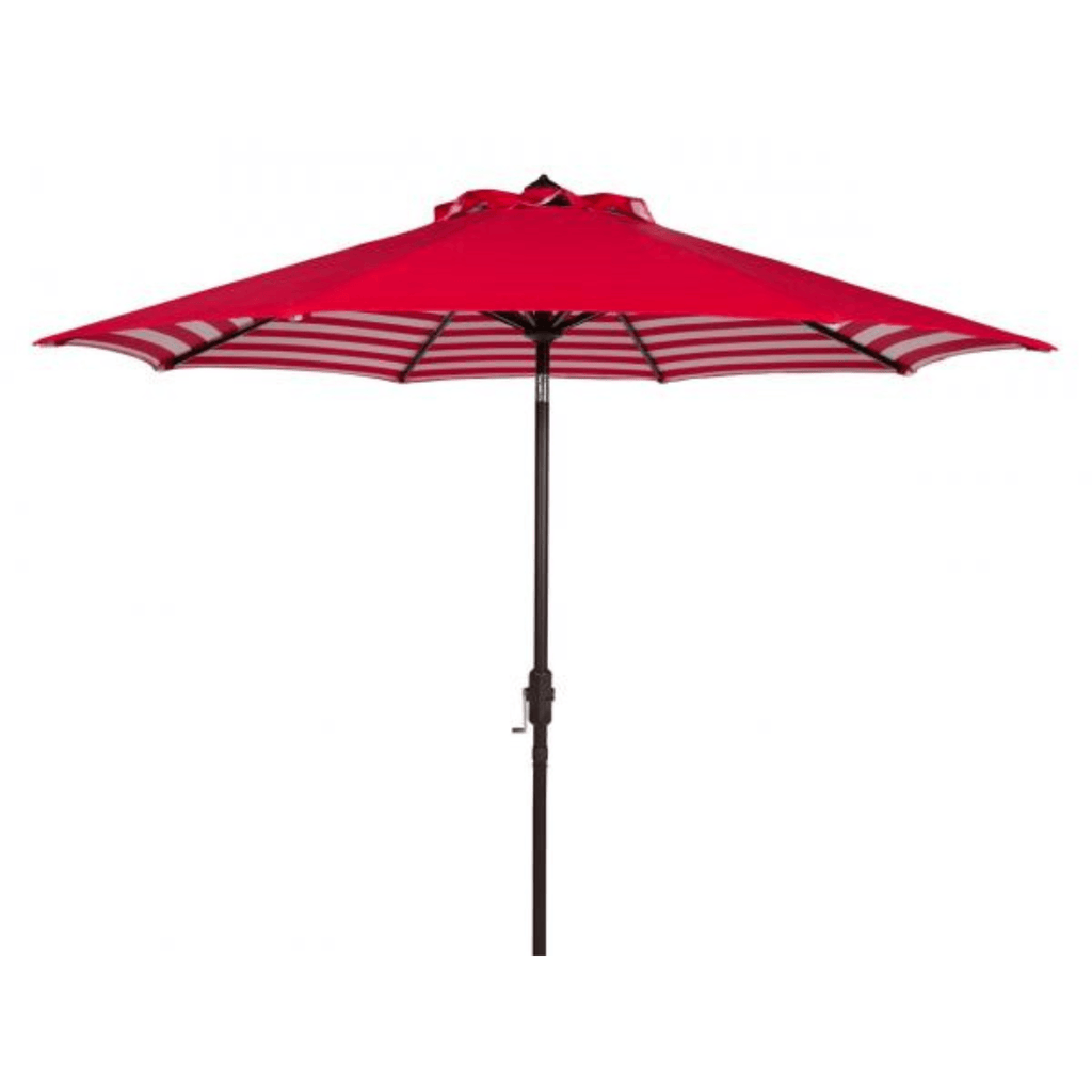 Red and White Auto Tilt Outdoor Umbrella With Striped Interior - Outdoor Umbrellas - The Well Appointed House