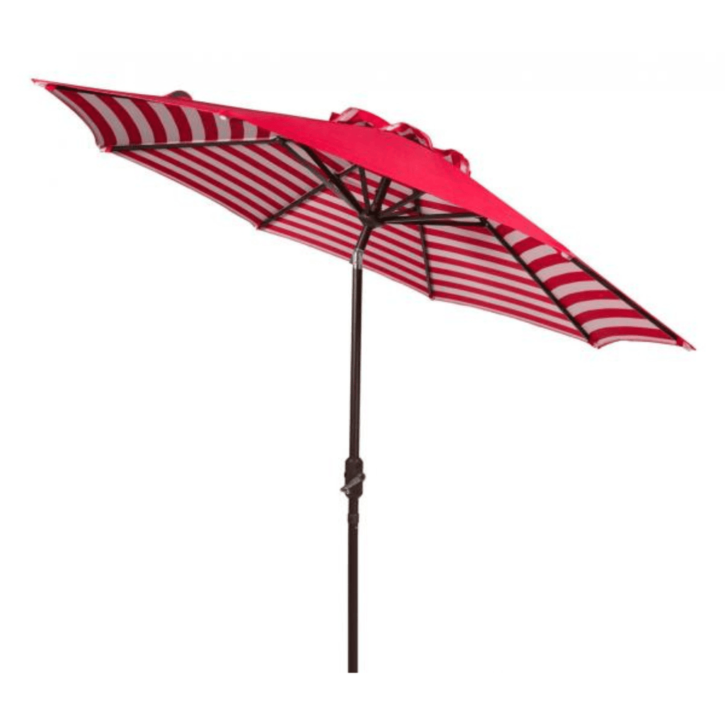 Red and White Auto Tilt Outdoor Umbrella With Striped Interior - Outdoor Umbrellas - The Well Appointed House