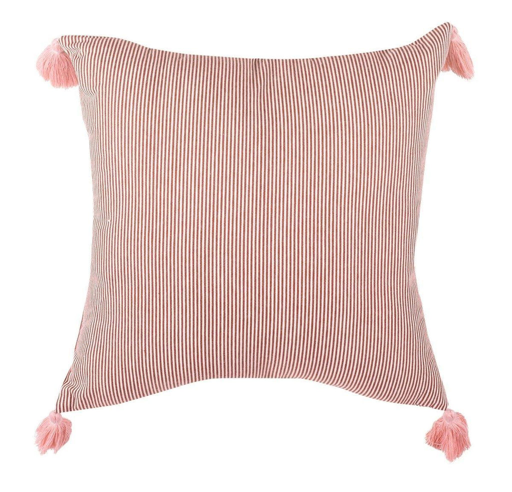 Red and White Striped Pillow with Tassels - Pillows - The Well Appointed House