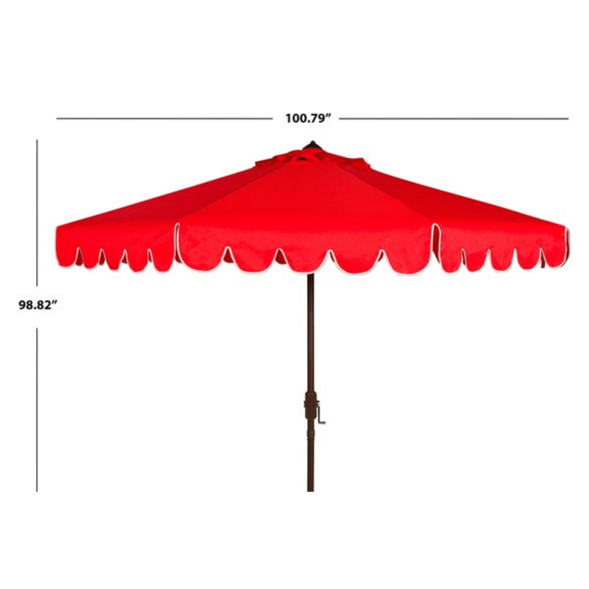 5 5 red patio umbrella Safavieh 9 ft. Venice Single Scallop Crank Outdoor Push Button Tilt Umbrella Red & White