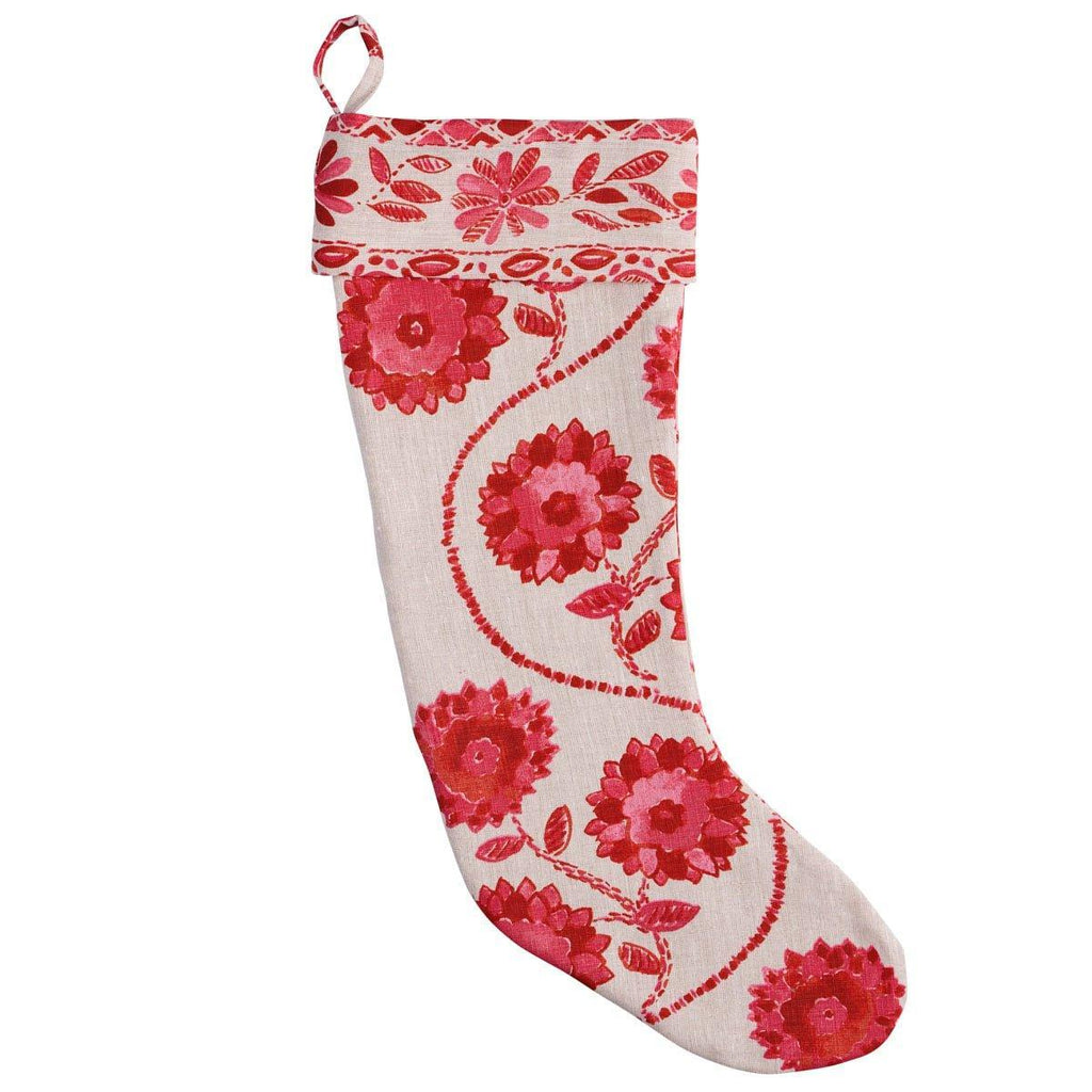 Red Zinnia Handmade Print Stocking - Christmas - The Well Appointed House