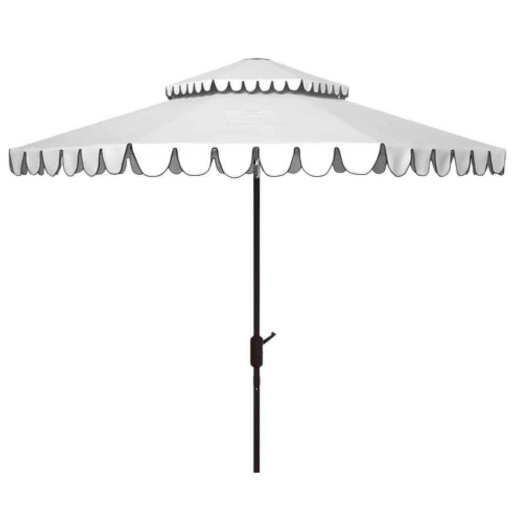 Resort Inspired 9 Foot Round Double Top Crank Umbrella in White - Outdoor Umbrellas - The Well Appointed House