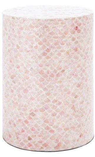 Round Pink Accent Table With Fish Scale Pattern - Garden Stools & Benches -  The Well Appointed House