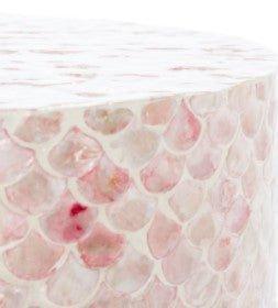 Round Pink Accent Table With Fish Scale Pattern - Garden Stools & Benches -  The Well Appointed House