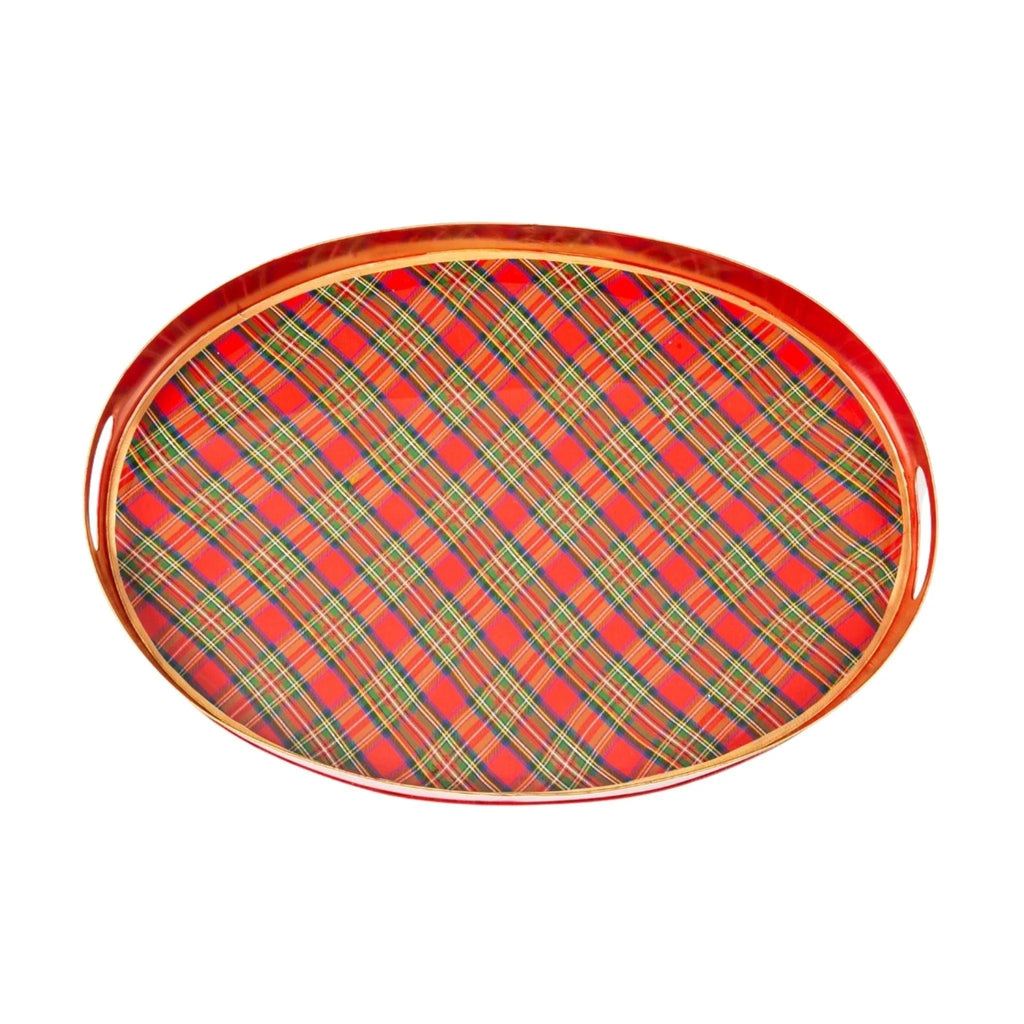 Royal Tartan Plaid Enameled Oval Tray - Decorative Trays -  The Well Appointed House