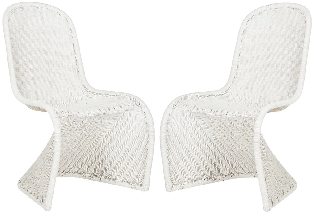 Set of 2 Contemporary Danish Curve Wicker Side Chairs - Dining Chairs -  The Well Appointed House