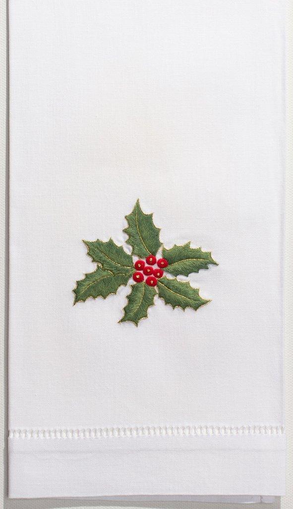 Set of 2 Holly Garland Christmas Hand Towels - Hand Towels -  The Well Appointed House