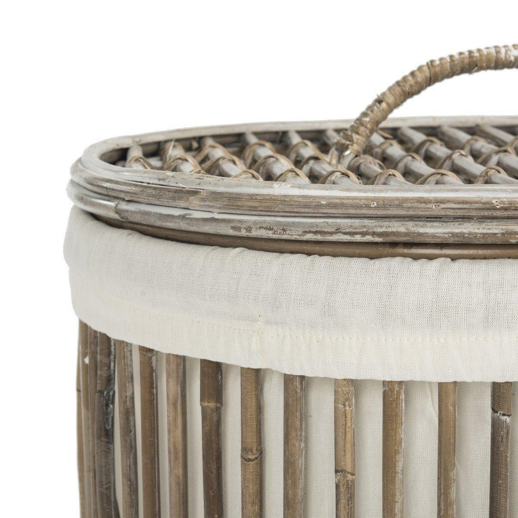Set of Two Rattan Storage Hampers in White Wash - Hampers - The Well Appointed House