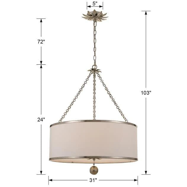 Six Light Round Chandelier with Floral Details - Chandeliers & Pendants - The Well Appointed House