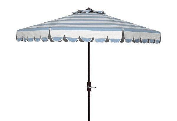 Sky Blue & White Striped Scalloped Edge 9' Outdoor Patio Umbrella- POSSIBLE COLOR CHANGE-WAITING FOR NEW PHOTO - Outdoor Umbrellas -  The Well Appointed House
