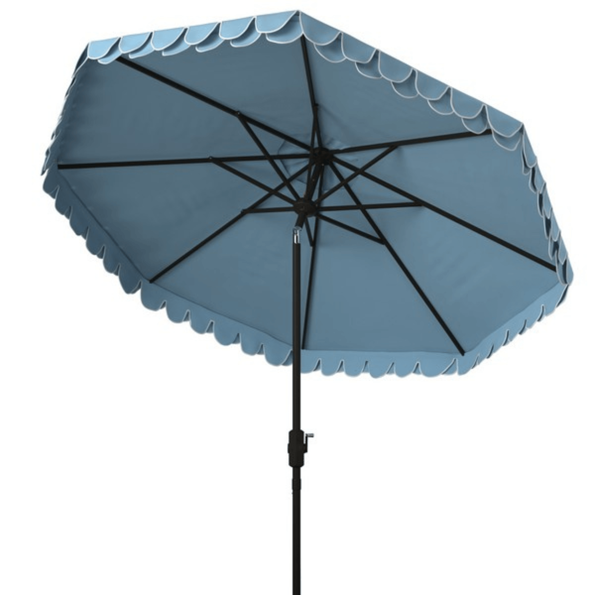 9 tiered scalloped canopy patio umbrella aqua white pole opalhouse Sky Blue Scalloped Edge Auto Tilt 9' Outdoor Patio Umbrella