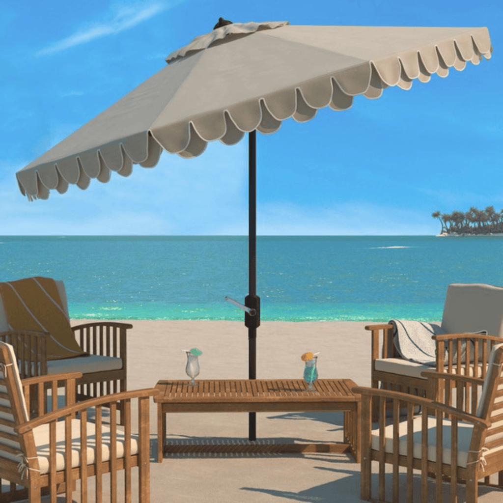 Soft Elegant Valance 11 Foot Round Umbrella in Two Colors - Outdoor Umbrellas - The Well Appointed House