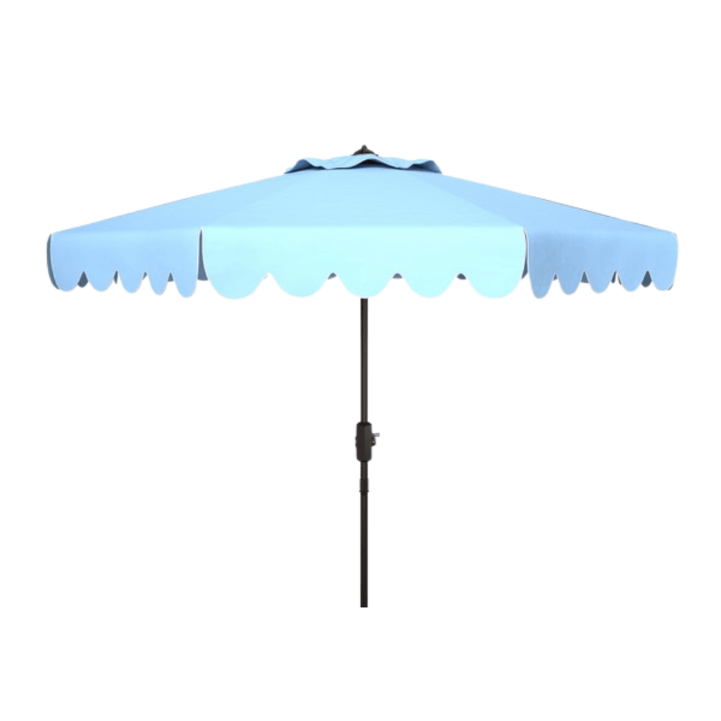 Soft Blue Scalloped Edge 9' Crank Outdoor Patio Umbrella - Outdoor Umbrellas - The Well Appointed House