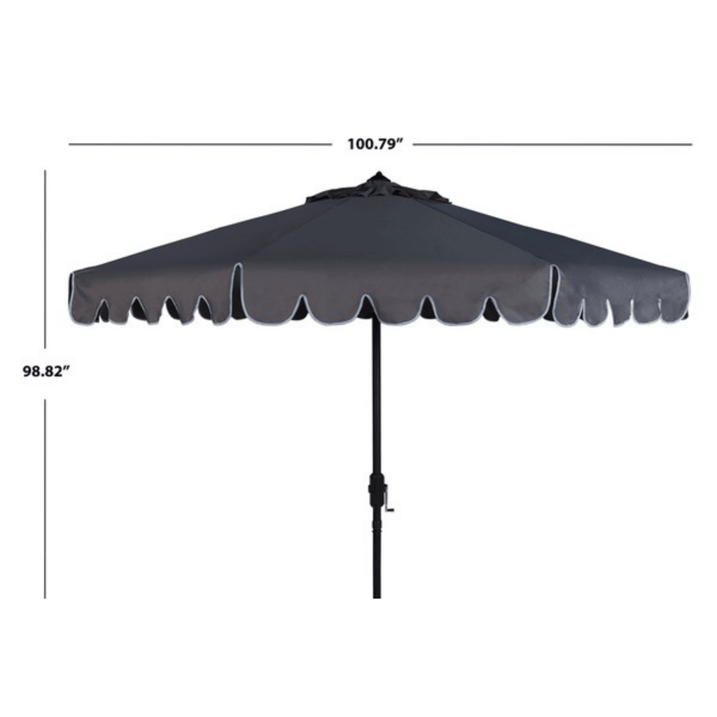 Taupe Scalloped Outdoor Umbrella With White Trim - Outdoor Umbrellas - The Well Appointed House