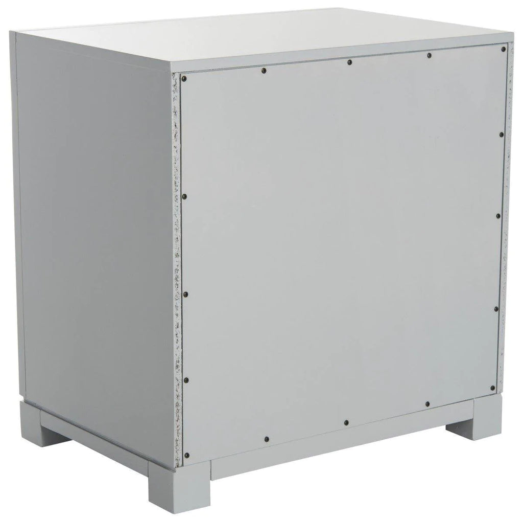 Three Drawer Greek Key Night Stand in Grey - Nightstands & Chests - The Well Appointed House