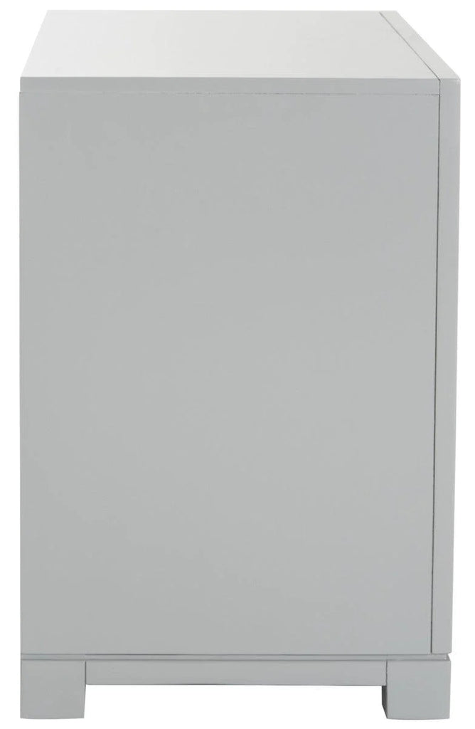 Three Drawer Greek Key Night Stand in Grey - Nightstands & Chests - The Well Appointed House