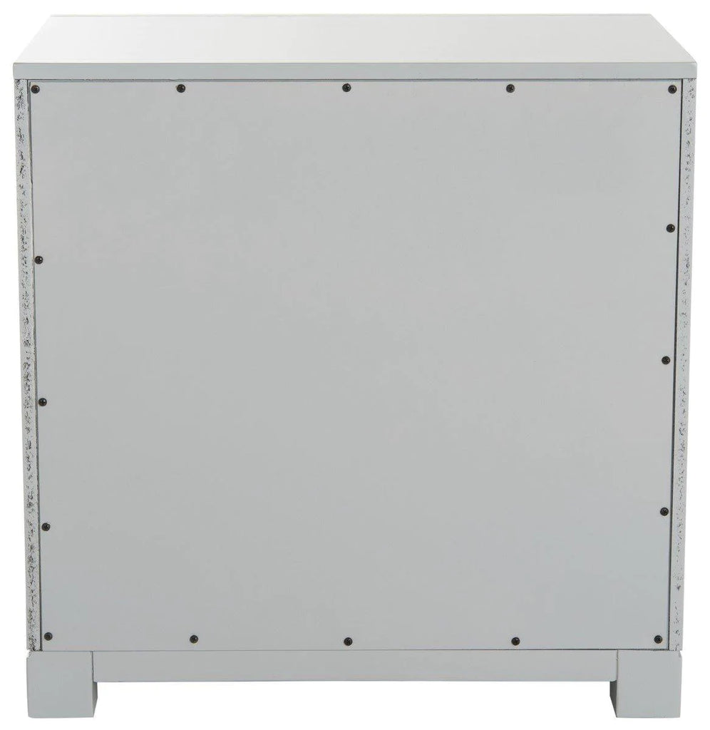 Three Drawer Greek Key Night Stand in Grey - Nightstands & Chests - The Well Appointed House