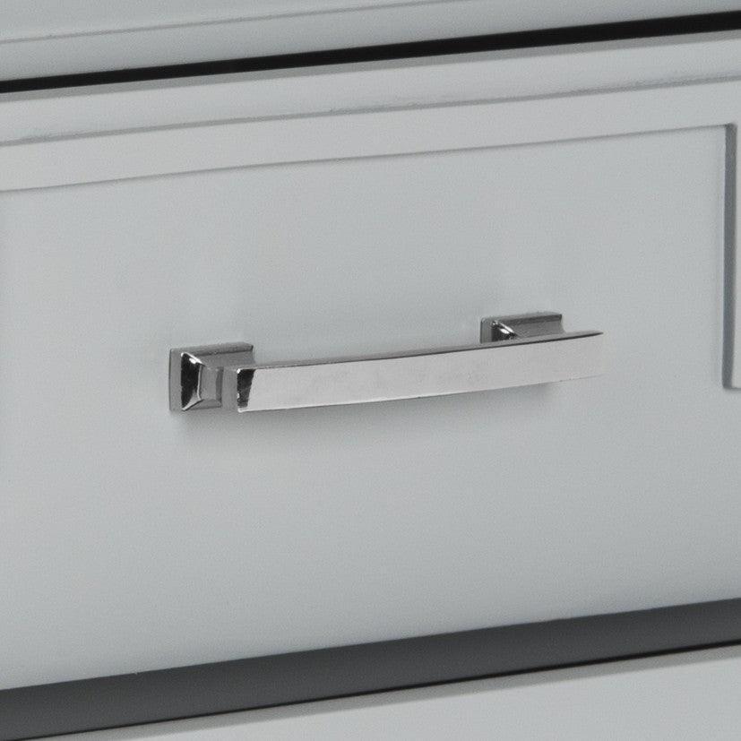 Three Drawer Greek Key Night Stand in Grey - Nightstands & Chests - The Well Appointed House