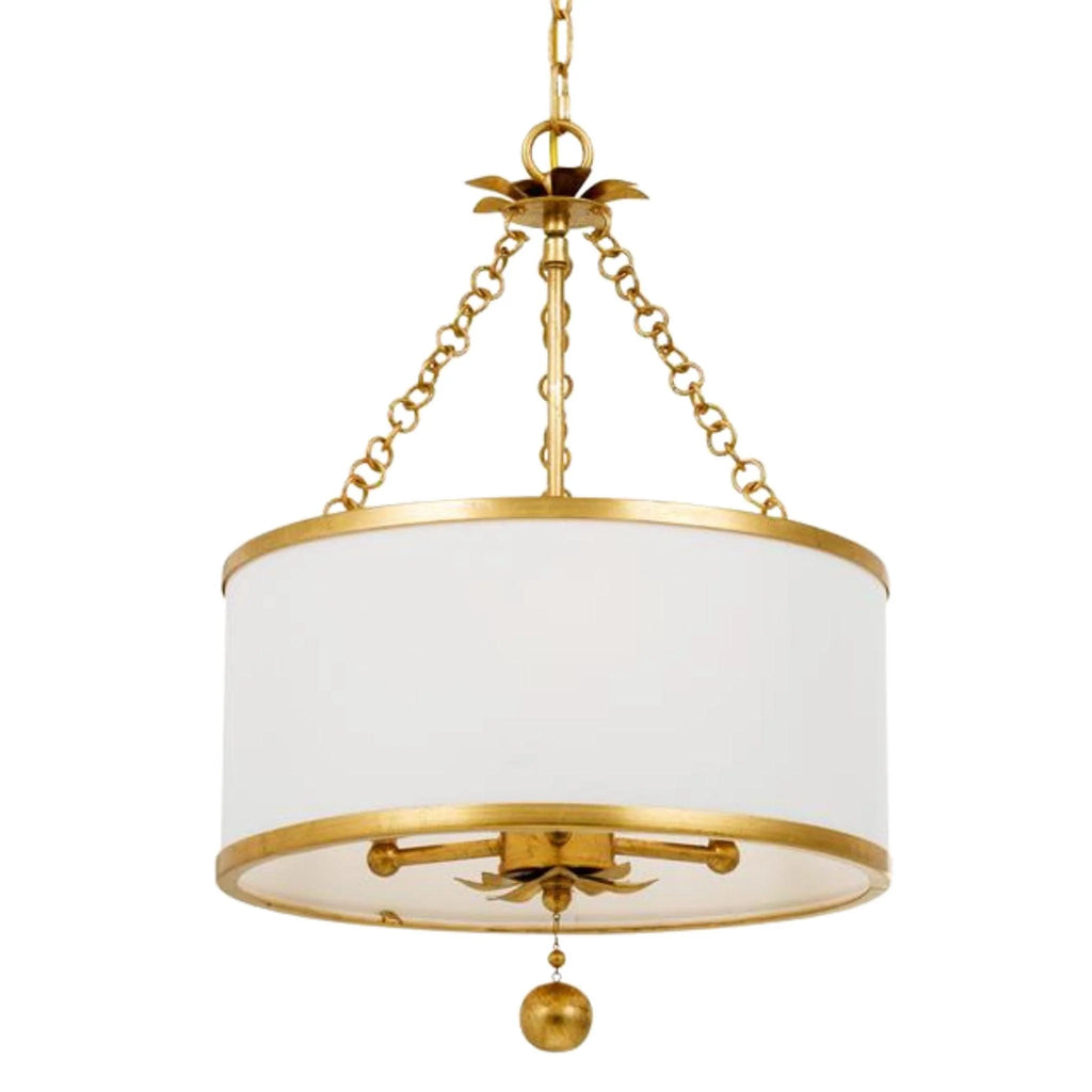 Three Light Antique Gold and White Round Chandelier - Chandeliers & Pendants - The Well Appointed House