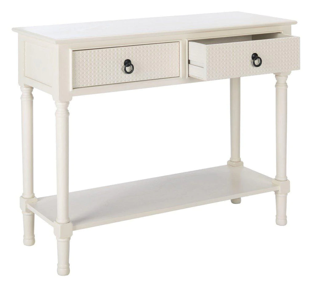 Two Drawer Textured Classic Contemporary Console in White - Sideboards & Consoles -  The Well Appointed House