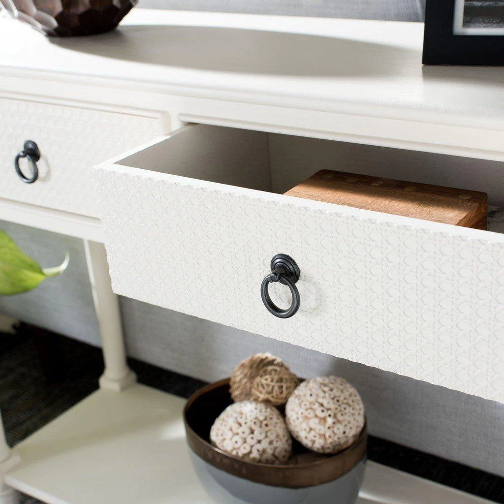 Two Drawer Textured Classic Contemporary Console in White - Sideboards & Consoles -  The Well Appointed House