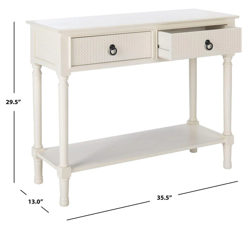 Two Drawer Textured Classic Contemporary Console in White - Sideboards & Consoles -  The Well Appointed House