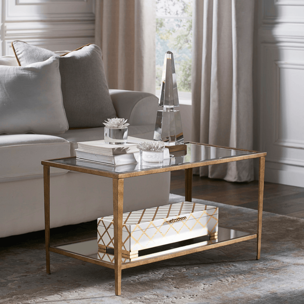 Two Tiered Antique Gold Cocktail Table - Side & Accent Tables - The Well Appointed House
